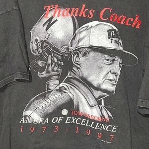 Vintage 1997 Nebraska Huskers Tom Osborne Tribute Shirt Hanes Beefy XXL Usa Made